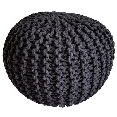 Strickhocker Pouf Sitzpouf Sitzpuff Grobstrick Pouf anthrazit Ø 45cm - Bild 1 von 4