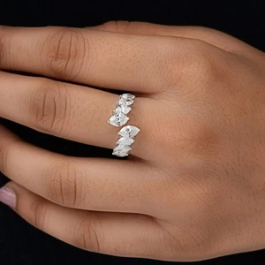 2.01 Ct D VVS1/ White Marquise Moissanite Diamond Bridal .925 Silver Ring - Picture 1 of 6