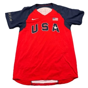 2008 Nike Pro Elite USA Olympics Track Field Shirt Top Mens XS Red Made In USA - Picture 1 of 12