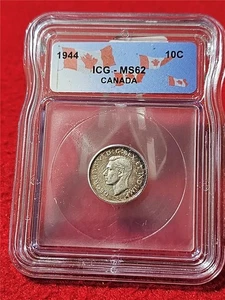 Canada 1944 King George VI SILVER 10 CENT / DIME  ICG MS 62               #T5761 - Picture 1 of 2