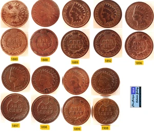 USA 19. & 20. Jahrhundert Bronze Indianerkopf Cent🪙Antik🪙Wie abgebildet - Bild 1 von 20