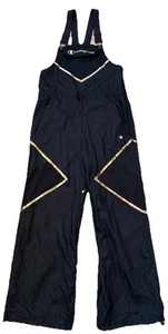 CHAMPION Hip Hop Vintage Style Black Parachute Pant Overall Jumpsuit Damen M - Bild 1 von 11