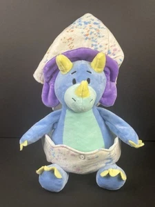 Peluche tricératops bleu violet dinosaure en oeuf 11" Giggle Scape Gigglescape - Photo 1/9