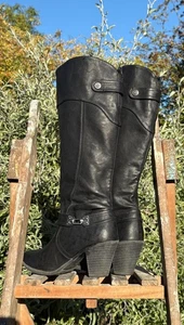 PAVERS BLACK Stacked Block Heel KNEE HIGH Cowgirl BOOTS Damen EU 39 UK 6 - Bild 1 von 11