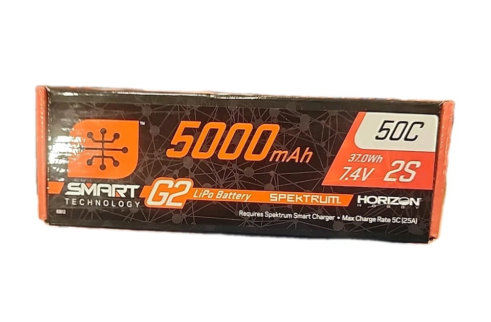 Spektrum 2S LiPo Battery 5000mAh 7.4V Smart G2 50C IC5 SPMX52S50H5 RC Battery - Image 1 of 1