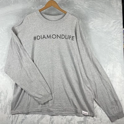 Camiseta masculina Diamond Supply Co 4XL cinza #DiamondLife skatista manga longa gráfica - Imagem 1 de 4