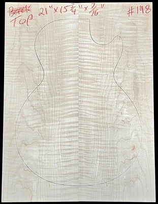 Figured 2a curly maple droptop glued guitar top - Image 1 of 4