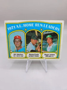 1972 Topps Bill Melton/Norm Cash/Reggie Jackson #90 AL Home Run Leaders - Bild 1 von 2