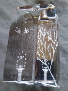 Vintage Eugene Brignola Carved Lucite Birdbath And Tree Sculpture Signed. - Picture 1 of 12