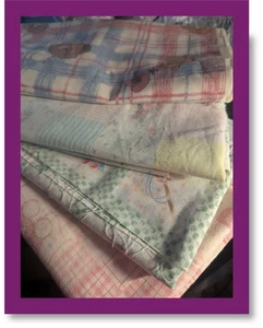 Set of 4 Baby-Themed Quilting Fabrics – 1 Yard Each – Adorable Prints - Picture 1 of 13