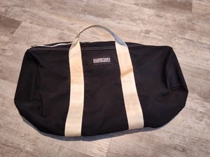 Vintage 80s LANDS END Duffle Bag black & White Canvas/Webbing Made In USA - Picture 1 of 16