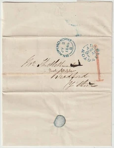 1845 DARLINGTON H/S 1 UPP LETTER WILLIAM COWPER TO THISTLETHWAITE WOOL STAPLER - Picture 1 of 2