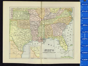 Die Staaten des Südens, 1909 - Vintage 1920 Kartendruck - Bild 1 von 1