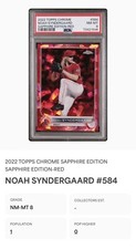 Pop 1. NONE HIGHER! 2022 Topps Chrome Sapphire Noah Syndergaard 584 RED 4/5