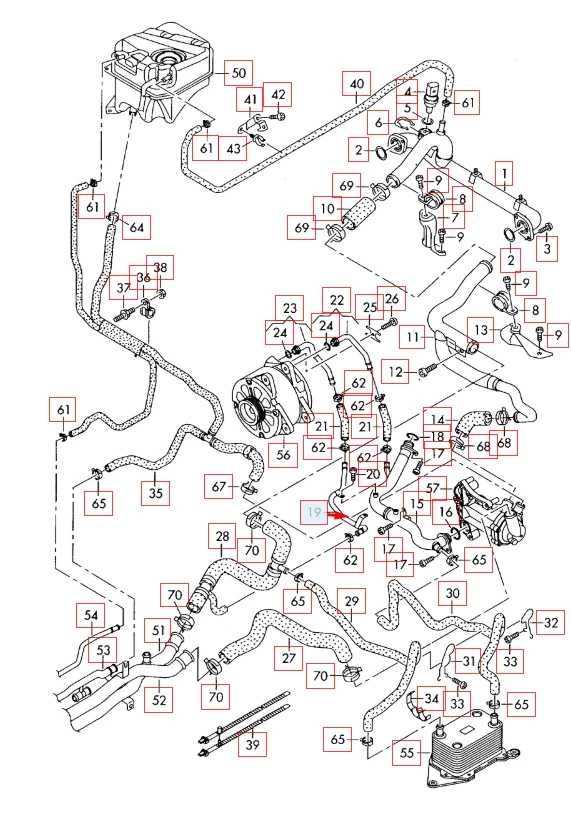 全新奥迪 R8 42 冷却软管管 079121131AE 原始设备制造商 — 第 1/1 张图片