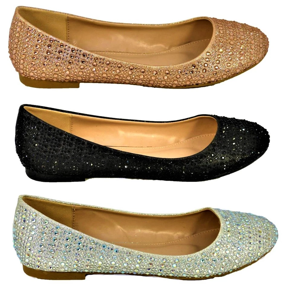 Womens Brial Diamante Shoes Ladies Sparkly Slip On Bridesmaid Pumps Size 3-9 - Image 1 of 1