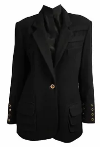 RARE Vintage AMERICAN WORKER Men's Black Wool Blazer Jacket ART TO WEAR S - Picture 1 of 3