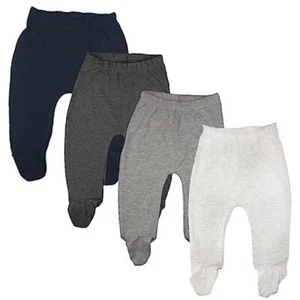 Baby Soft Cotton Spandex Pants with Feet Newborn Gray- 4-pack - Picture 1 of 7