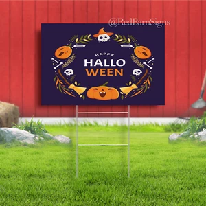 Happy Hallo Ween Indoor Outdoor Yard Sign - Picture 1 of 1