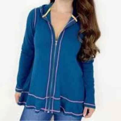 Matilda Jane Be Present Sudadera con Capucha XL Polar Cremallera Chaqueta Azul Teal - Talla S Foto 1 de 4