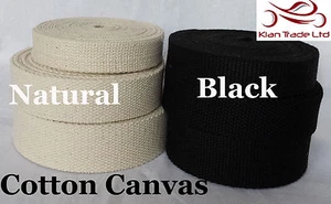 Cotton Canvas thicker Webbing Belt Fabric Strap Bag Making NATURAL ,BLACK color - Picture 1 of 3