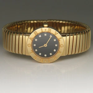 Orologio Bvlgari Bulgari Tubogas Lady con brillanti in oro giallo 750/18 carati misura M - Foto 1 di 6