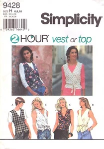 Simplicity 9428 ~ TWO Hour Vest or Top - Sizes 6-8-10 - Picture 1 of 4