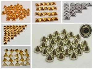 Craft DIY Silver Gold Metallic Acrylic Punk Spike Bullet Pyramid Studs No Hole - Picture 1 of 9