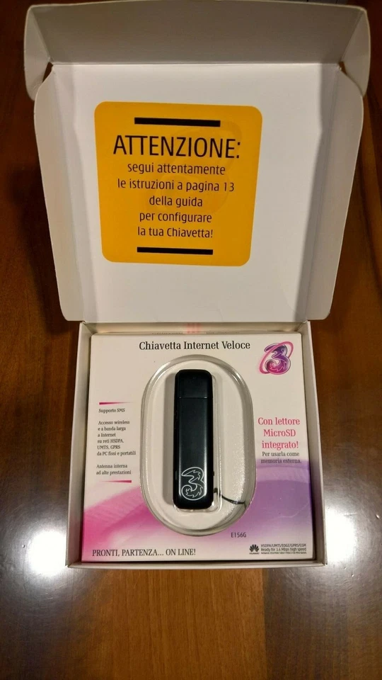 INTERNET KEY CHIAVETTA VELOCE 3 USB MODEM SIM HUAWEI MOBILE HUAWEI E156g  - Immagine 1 di 3