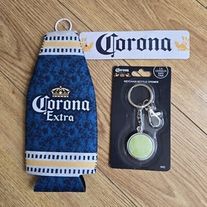NEW: Corona Extra Lime Wedge Bottle Opener Keychain + Bottle Koozie BEER BBQ DAD - Picture 1 of 6
