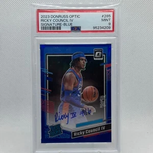 2023-24 Donruss Optic Ricky Council IV #285 RC Rated Rookie Auto Blue /49 PSA 9 - Bild 1 von 2