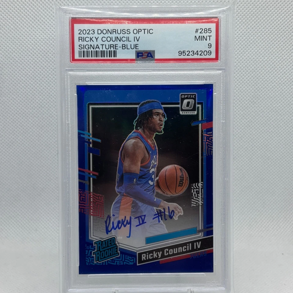 2023-24 Donruss Optic Ricky Council IV #285 RC Rated Rookie Auto Blue /49 PSA 9 - Image 1 of 2