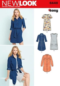 New Look 6449 Femmes' Robe Chemise & Tricot Facile Couture Motif Tailles 8 - 20 - Picture 1 of 7
