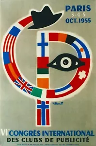 Original vintage poster PUBLICITY CONGRES PARIS FRANCE 1955 Villemot - Picture 1 of 1