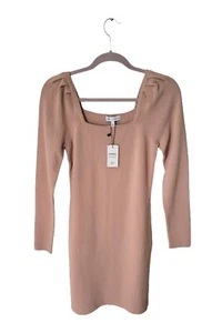 Express Negin Mirsalehi Designer Collab Bodycon Dress Womens M Taupe Ribbed NWT - Picture 1 of 3