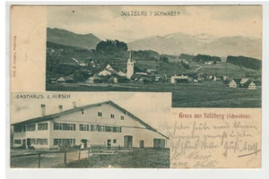 Gruss aus Sulzberg ( Schwaben) mit Gasthaus z. Hirsch1909 - Bild 1 von 2