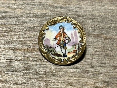 Antique Paris Enamel Button A.P. & Cie Nut Tree Boy 5/8” A.Parent Cover