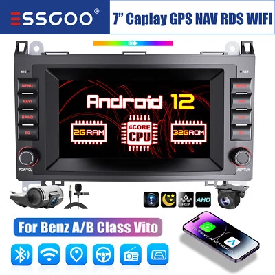 Autoradio 2+32G Android 12 Carplay GPS Für Mercedes Benz A/B-Klasse + Kamera DVR - Bild 1 von 4