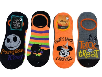 Disney~ Minnie y Pesadilla Antes de Navidad 4 paquetes Stay Put Forro Calcetines Talla 4-10 Foto 1 de 2