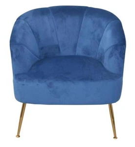 Polstersessel Beine aus goldfarbenen Stahlrohr, blau Wohnzimmersessel Sessel - Bild 1 von 4