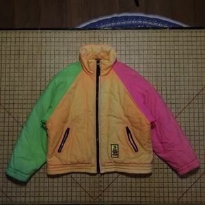 Vtg 80s OP Ocean Pacific X Treme Air Neon Color-block Ski Jacket Windbreaker L - Picture 1 of 10