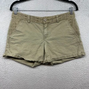 New York Company Womens Bermuda Shorts Green Lace Low Rise Pockets Button Size 2 - Picture 1 of 11