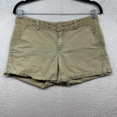Bermuda New York Company feminina verde renda cintura baixa bolsos botão tamanho 2 - Imagem 1 de 4