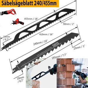 240/455mm Säbelsägeblatt Für Gasbeton Ziegelstein Zementstoffe Porenbeton Stein - Bild 1 von 20