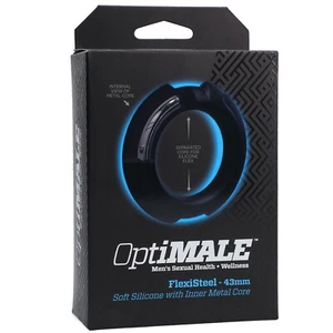 Doc Johnson OptiMALE FlexiSteel 43mm Silicone Cock Ring w Inner Metal Core Black - Picture 1 of 6