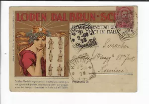 1908 Cartolina Pubblicitaria Italiana Loden Dal Brun Lino Impermeabile - Foto 1 di 2