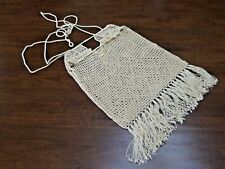 PRIMITIVE Handmade VTG Crochet Cross-Body Bag - 100% Cotton w/fringes NEVER USE