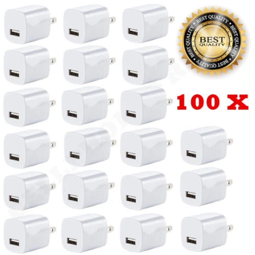 100 X White 1A USB Power Adapter AC Home Wall Charger US Plug FOR iPhone 5S 6 7  - Image 1 of 1