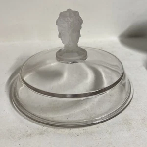 Antique Three Faces Woman Duncan Miller Glass Covered Box Vanity TOP ONLY “ - Picture 1 of 4