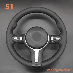 Genuine Leather Steering Wheel Cover Stitch Wrap for BMW F20 F21 F22 F23 F25 F26 - Picture 1 of 13